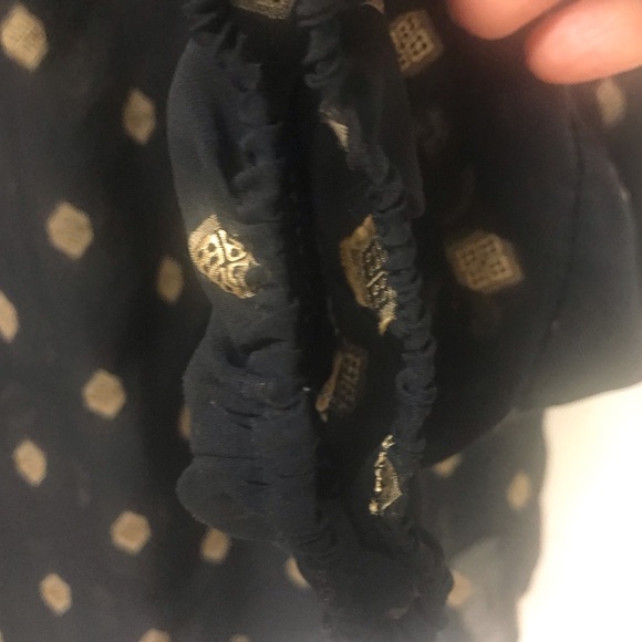 Lucky Brand Black with Gold Detail Sheer Peasant Top Size Sm - Picture 8 of 8